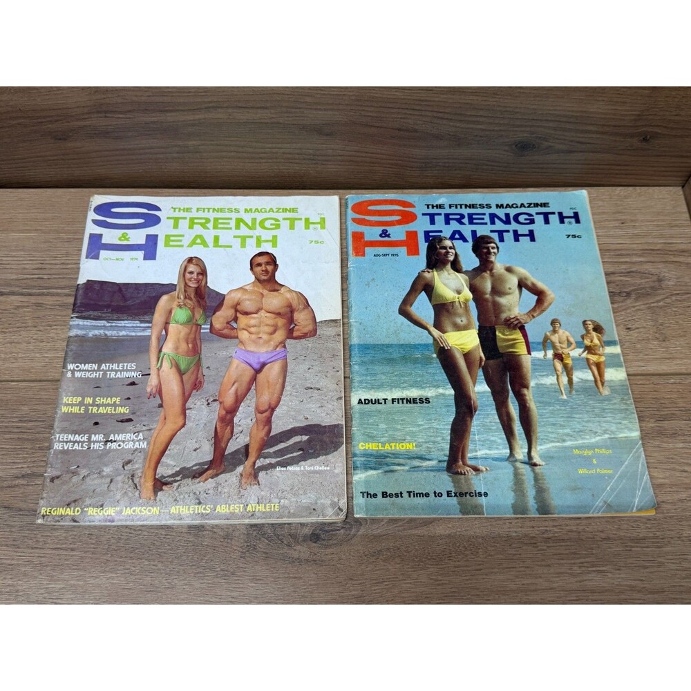 Vintage Strength & Health Magazine Lot of 2 - 1974 Reggie Jackson + 1975 Fitness